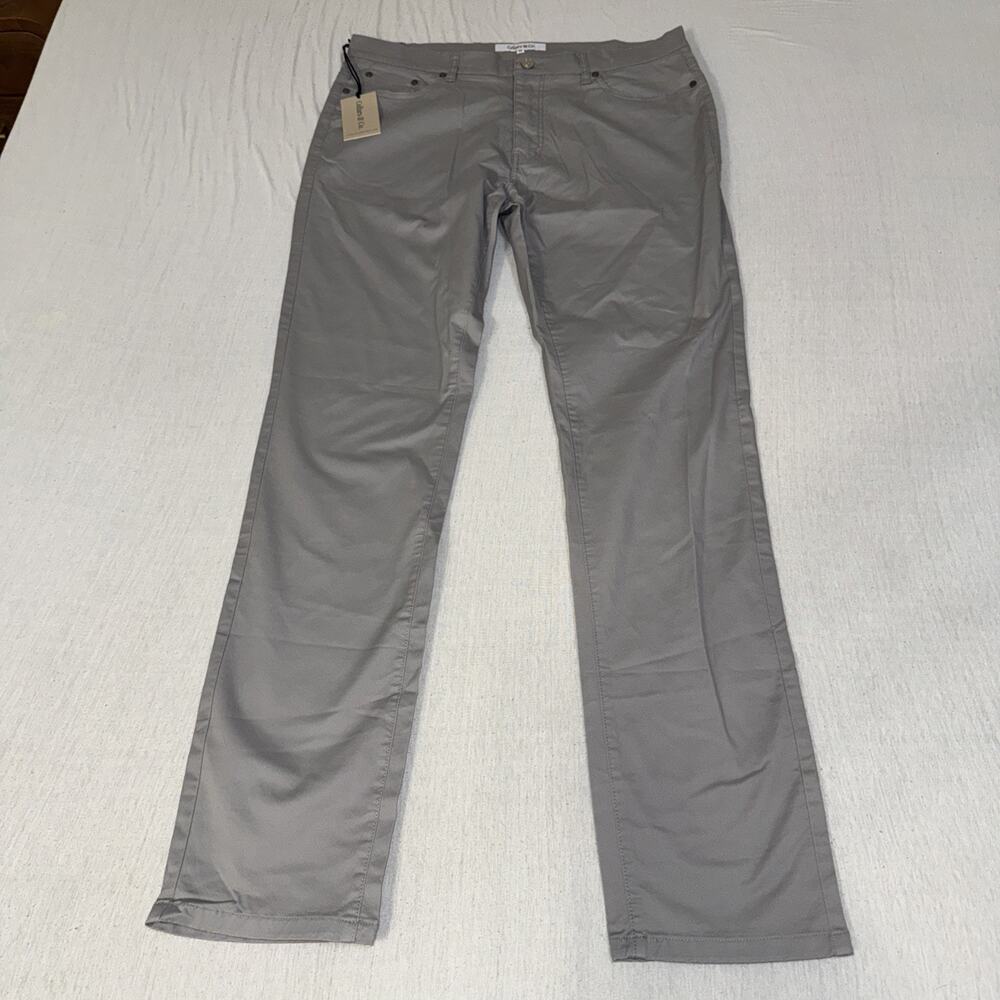 Collars & Co Pants Men 36x34 Gray 5 Pocket Stretch Chino Nylon Rayon Spandex NWT